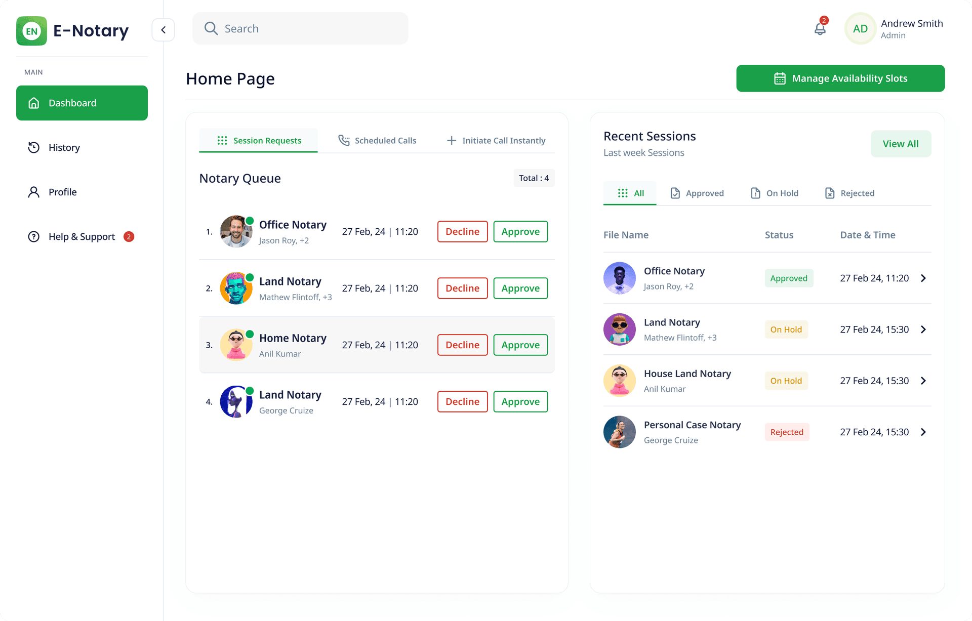 Powerful Dashboard for Notaries