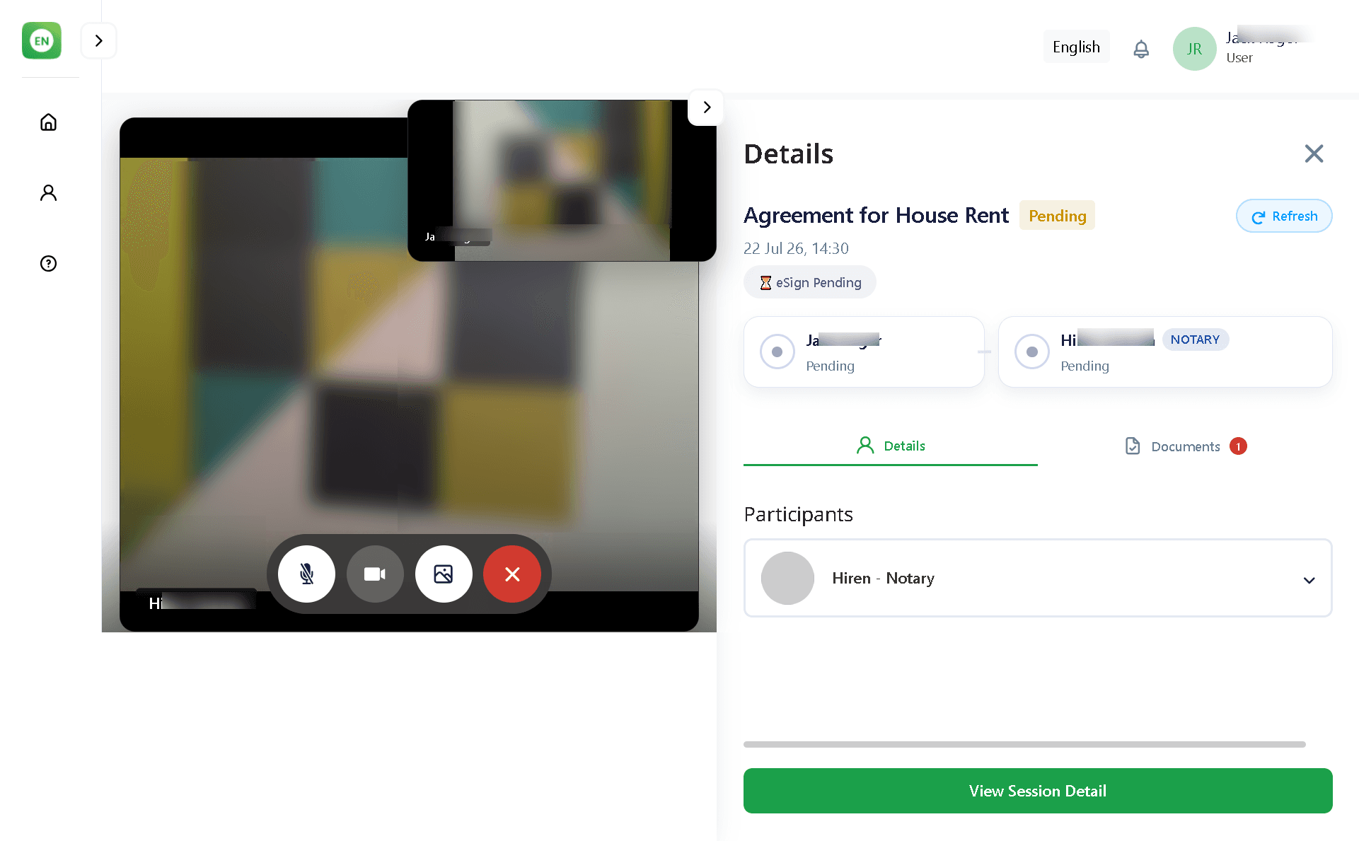 User Session call